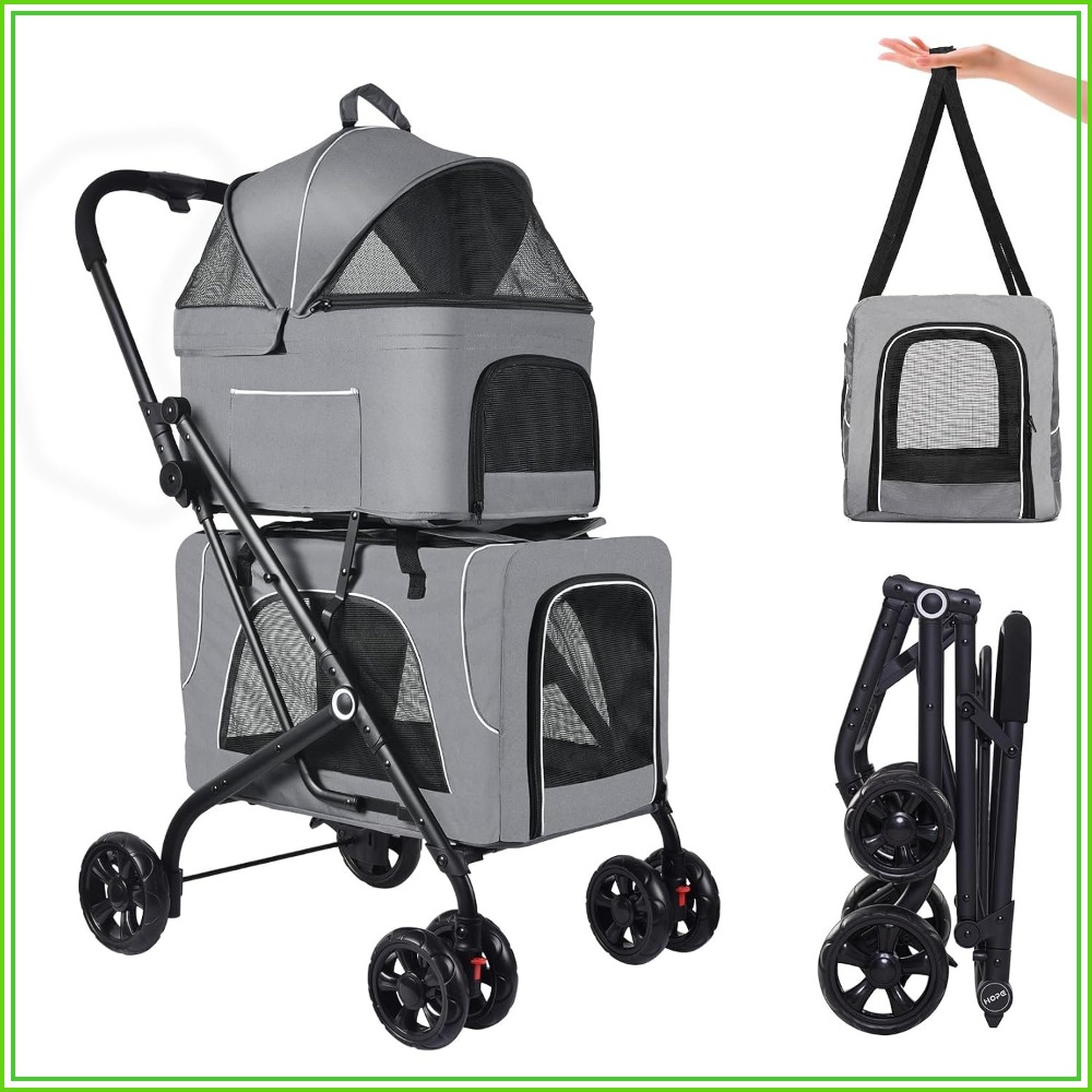 Pet Stroller Carrier - 소형/중형 고양이와 강아지를 위한 2개의 탈부착