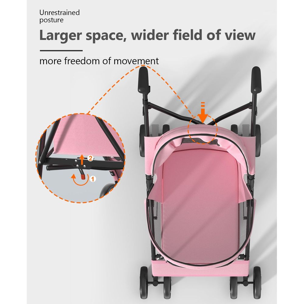 4륜 반려동물 유모차 소형 중형 반려동물용 핑크 캐리어 - Pet Stroller Carrier 리뷰 및 가격