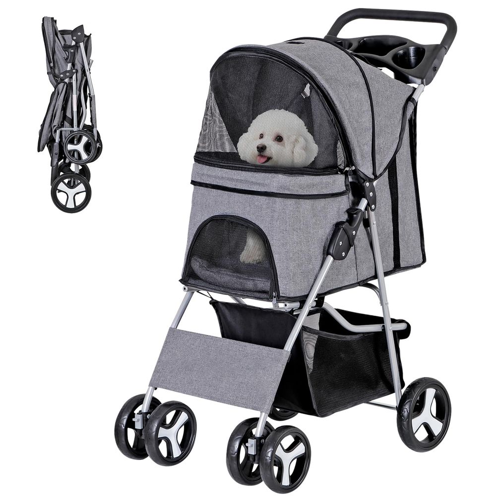 반려동물 유모차, 4륜 고양이/강아지 유모차, 수납 바 - Pet Stroller Carrier 리뷰 및 가격