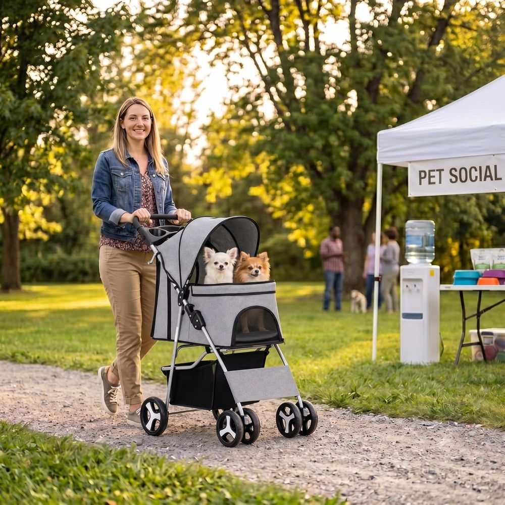반려동물 유모차, 4륜 고양이/강아지 유모차, 수납 바 - Pet Stroller Carrier 리뷰 및 가격