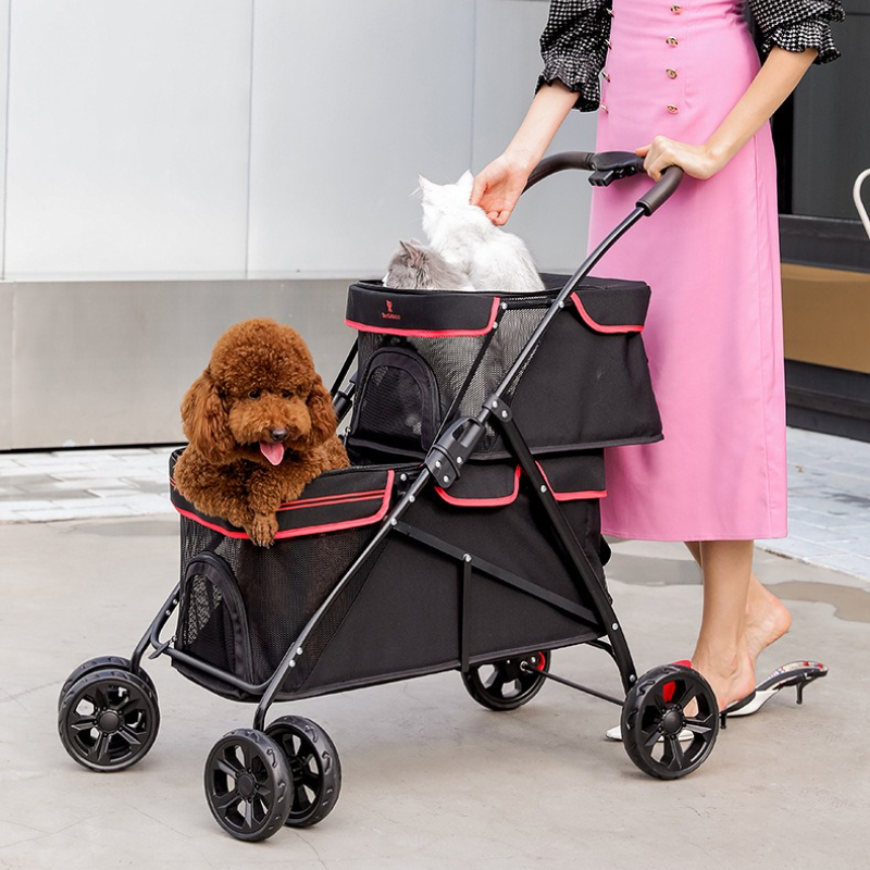 휴대용 이중 레이어 애완 동물 유모차 초경량 접이식 대 - Pet Stroller Carrier 리뷰 및 가격