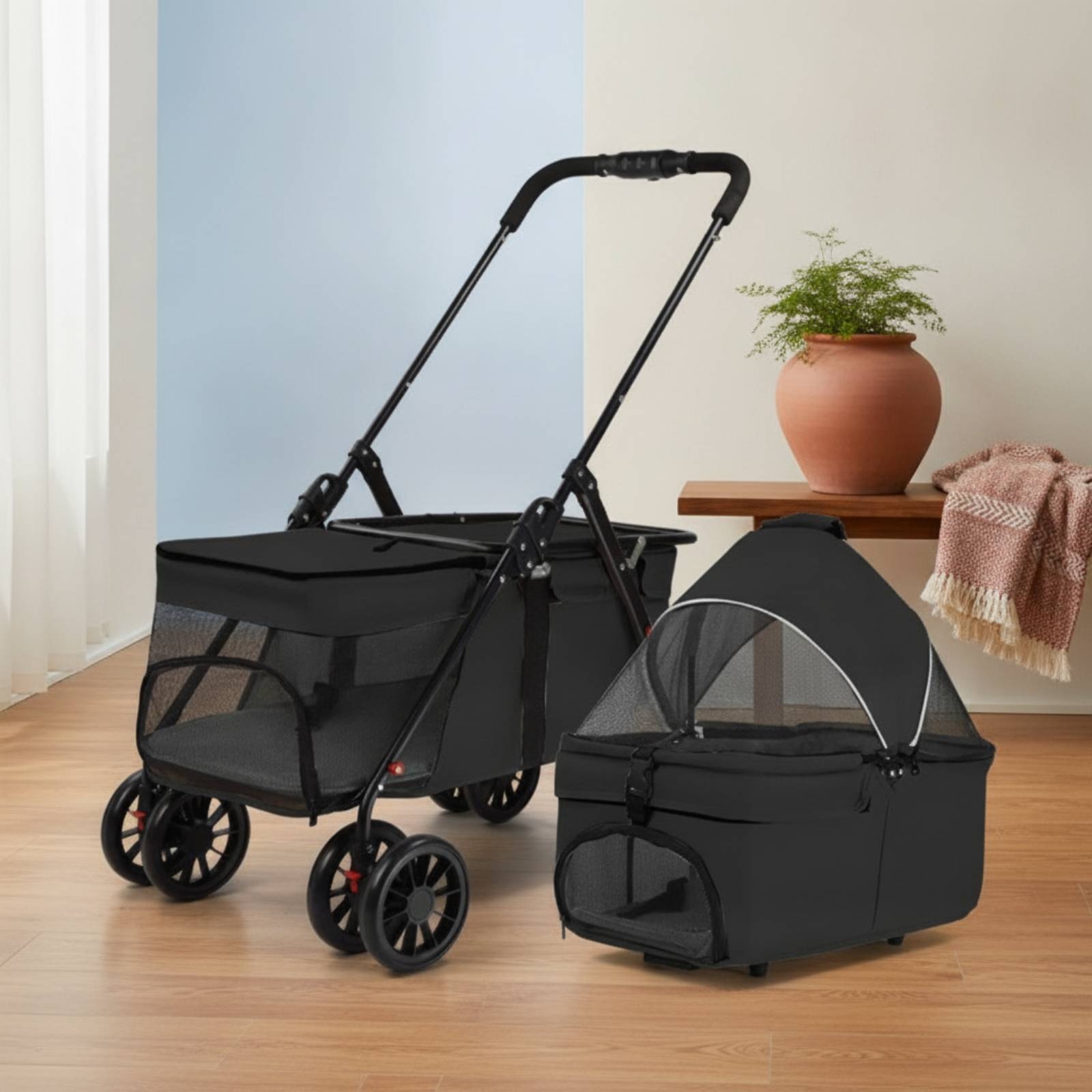 분리형 캐리어가 있는 반려동물 유모차, 휴대용 이중 레 - Pet Stroller Carrier 리뷰 및 가격