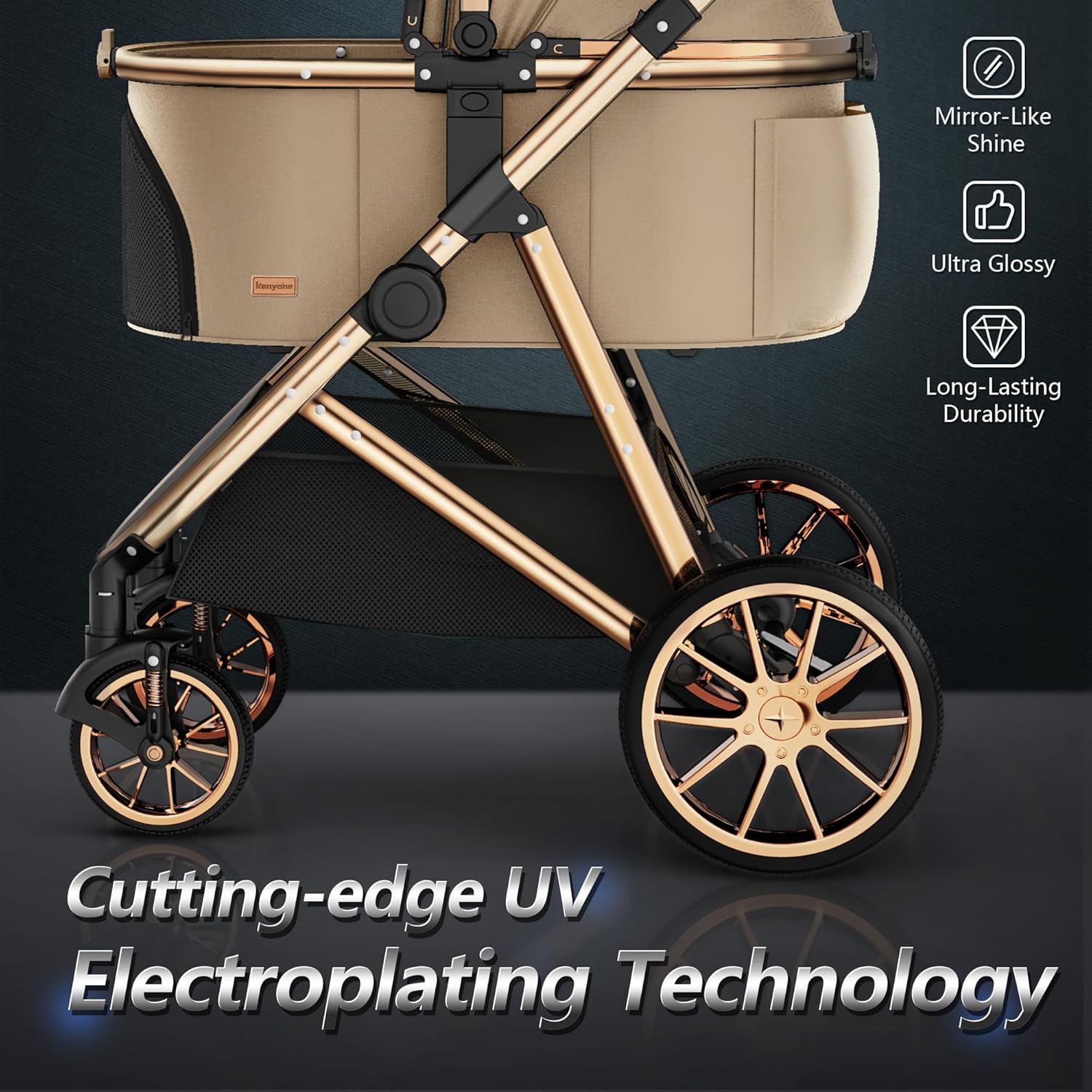 고급 3-in-1 애완동물 유모차 (전기도금 골드 미러 - Pet Stroller Carrier 리뷰 및 가격